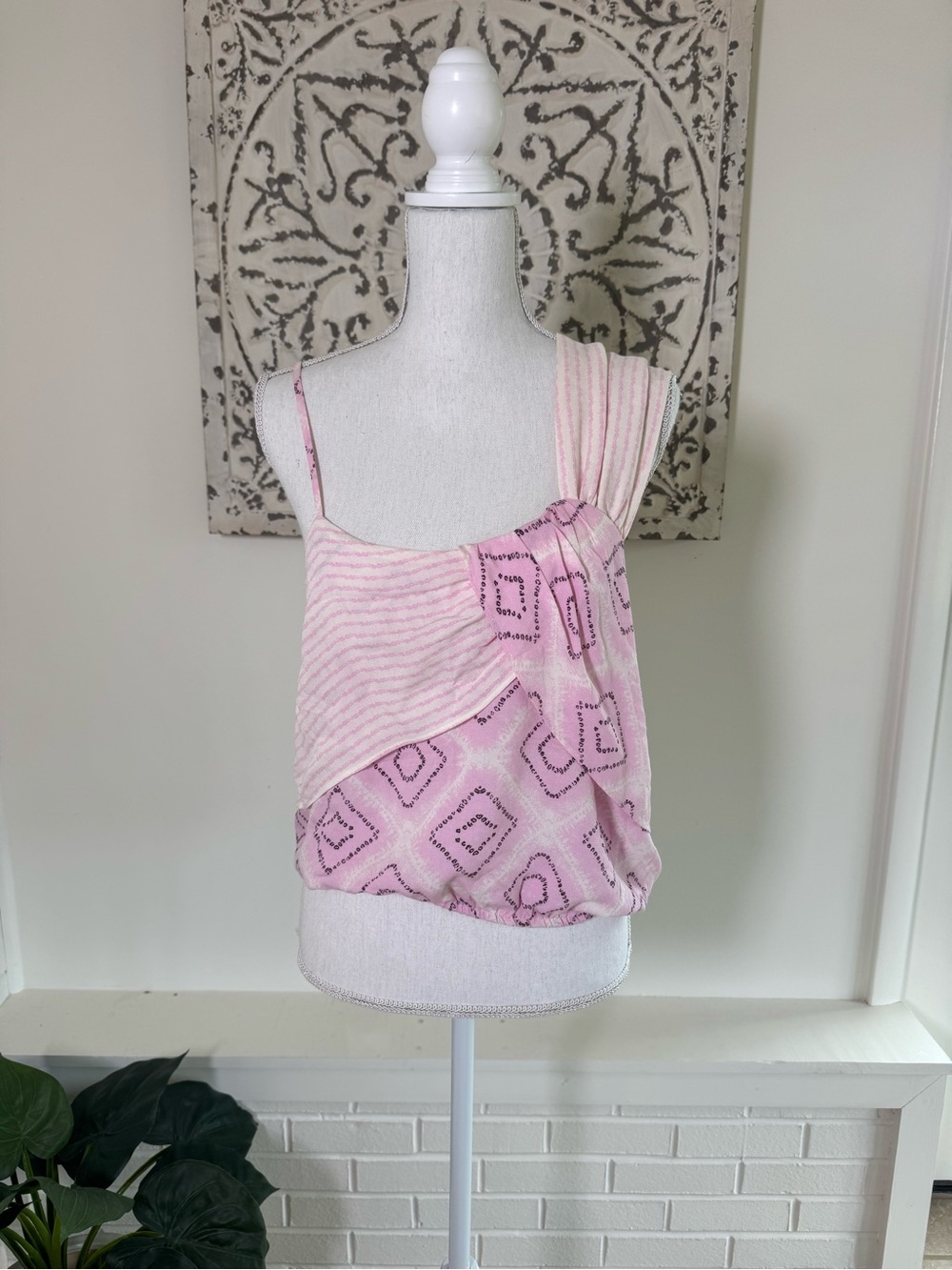 Free People Pink One Shoulder Asymmetrical Boho Tank Top Women’s - Small